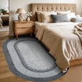 thumbnail image 1 of 5x8 Oval Living Room Area Rug Washable Modern Border Bedroom Bedside Area Rugs Non Slip Low Pile Dining Room Oval Throw Carpet Contemporary Rugs for Living Room Kitchen Nursery, Grey, 1 of 9