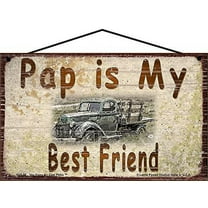 5x8 Pap is my Best Friend Sign, Vintage Style Home Décor for Grandpa with Classic Old Truck, Gift for Father's Day, Decorative Household Family Signs for Grandfathers