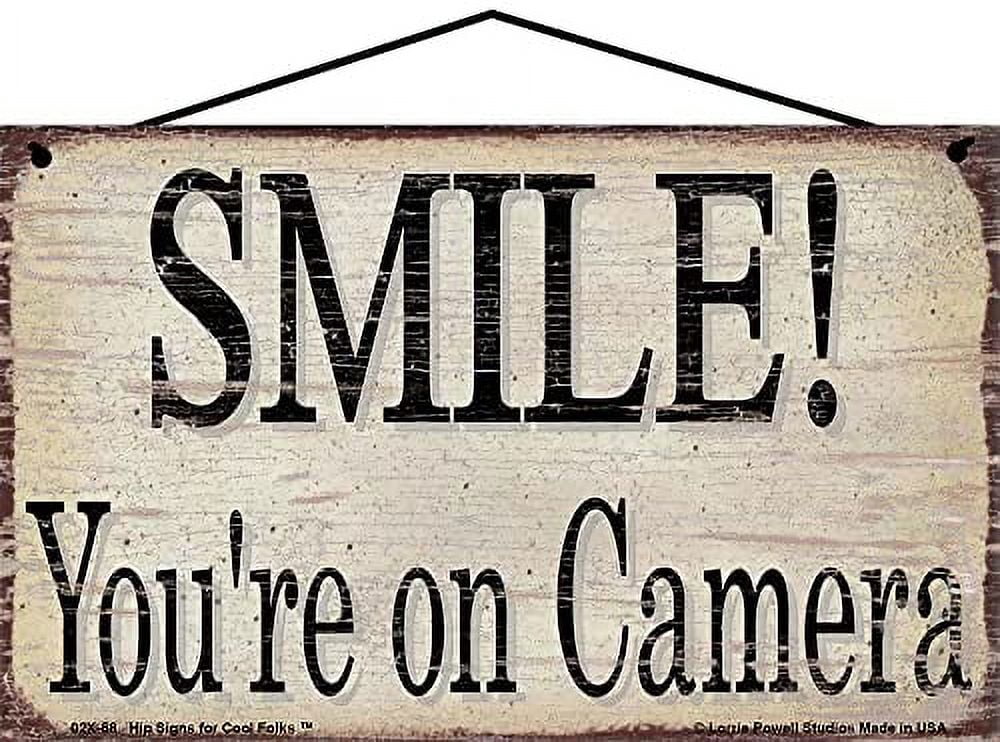 5x8 Smile You're on Camera - Vintage Style Sign, Security Warning, Home ...