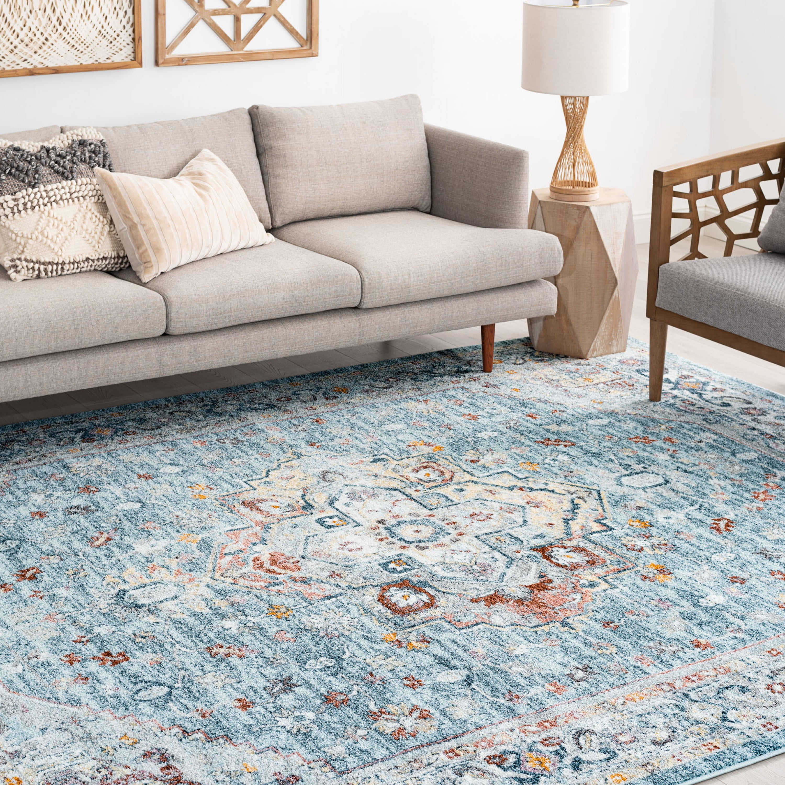 5x8 Traditional Gray Blue Area Rugs for Living Room | Bedroom Rug | Dining Room Rug | Indoor Entry or Entryway Rug | Kitchen Rug | Alfombras para Salas 5'3'' x 7'3''