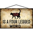 thumbnail image 1 of 5x8 Vintage Style Cat Sign - Love is a Four Legged Word, Feline Kitten Lover Wall Art, Home Decor for Pet Owners, Animal Inspired Quote Gift, 1 of 1