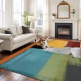 thumbnail image 1 of 5x8 Washable Area Rug, Abstract Painting Non-Slip Large Rectangle Rug for Living Room Dining Room, Art Style Orange Blue Yellow Grey Black Red Indoor Floor Mat for Home Decor, 1 of 9