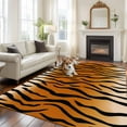 thumbnail image 1 of 5x8 Washable Area Rug, Brown Tiger Skin Non-Slip Large Rectangle Rug for Living Room Dining Room, Abstract Farm Brown Tiger Animal Texture Black Stripes Indoor Floor Mat for Home Decor, 1 of 9