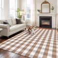thumbnail image 1 of 5x8 Washable Area Rug, Brown White Non-Slip Large Rectangle Rug for Living Room Dining Room, Grey Buffalo Plaid Texture Indoor Floor Mat for Home Decor, 1 of 9