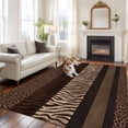 thumbnail image 1 of 5x8 Washable Area Rug, Brown Zebra Leopard Print Non-Slip Large Rectangle Rug for Living Room Dining Room, Country Vintage Animal Skin Print Indoor Floor Mat for Home Decor, 1 of 9