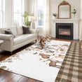 thumbnail image 1 of 5x8 Washable Area Rug, Forest Animal Non-Slip Large Rectangle Rug for Living Room Dining Room, Brown Deer Bear Hedgehog Bird Butterfly Eucalyptus Leaves Plaid Indoor Floor Mat for Home Decor, 1 of 9