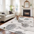 thumbnail image 1 of 5x8 Washable Area Rug, Modern Non-Slip Large Rectangle Rug for Living Room Dining Room, Simple Black and White Line Daisies Bees Wood Grain Indoor Floor Mat for Home Decor, 1 of 9