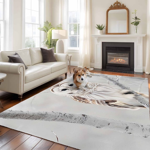 5x8 Washable Area Rug, Owl Non-Slip Large Rectangle Rug for Living Room ...
