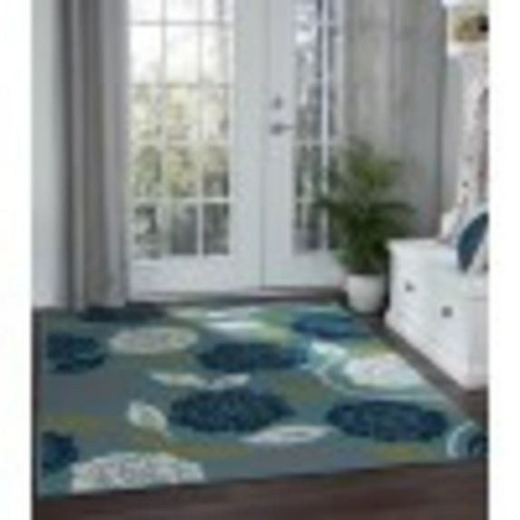 5x8 Water Resistant, Indoor Outdoor Rugs for Patios, Front Door Entry, Entryway, Deck, Porch, Balcony | Outside Area Rug for Patio | Aqua, Floral | Size: 5'3'' x 7'3''