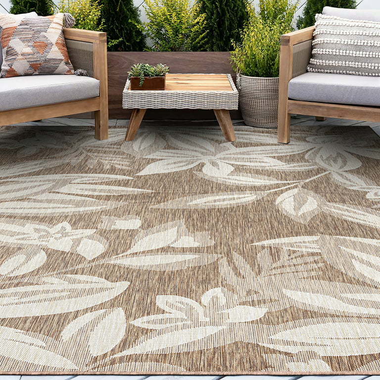  Water Resistant Modern 5x7 Indoor Outdoor Patio Rug, Floral  Outdoor Rugs for Patios, Deck, Porch, Entryway, Outside Area Rug