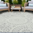 thumbnail image 1 of 5x8 Water Resistant, Indoor Outdoor Rugs for Patios, Front Door Entry, Entryway, Deck, Porch, Balcony | Outside Area Rug for Patio | Gray, Geometric | Size: 5'3'' x 7'3'', 1 of 7