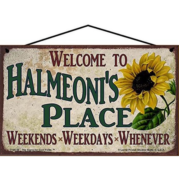 5x8 Welcome to Halmeoni's Place Sign with Sunflower Weekends, Weekdays, Whenever Colorful Vintage Style Family Wall Decor Korean Word for Grandmother Grandma Home or Office
