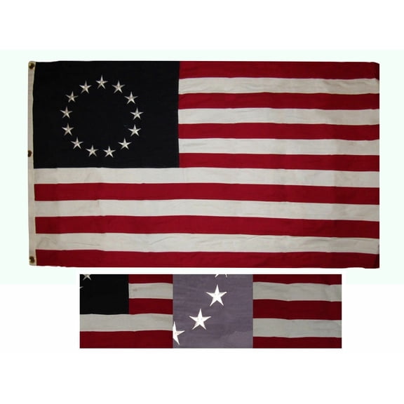 5x8 ft Betsy Ross Historical 100% Cotton Flag 5'x8' Banner Grommets w/ 3 Clips