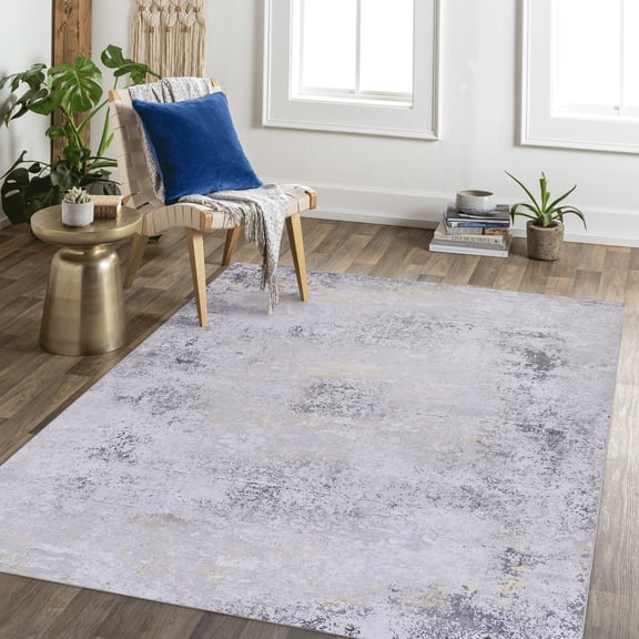 5x8 ft Modern Abstract Washable Rug,Non-Slip Backing Soft Stain Resistant Carpet