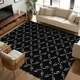 thumbnail image 1 of 5x8Ft Area Rugs Black Morocco Non-Skid Rubber Backing Large Rectangle Rugs - Living Room Bedroom Home Office, Geometric Leaf Diamond Lattice Abstract Indoor Floor Mat Carpets Washable Rug, 1 of 9