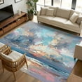 thumbnail image 1 of 5x8Ft Area Rugs, Blue Gray Coastal Non-Skid Rubber Backing Large Rectangle Rugs - Living Room Bedroom Home Office, Oil Painting Modern Abstract Art Indoor Floor Mat Carpets Washable Rug, 1 of 9