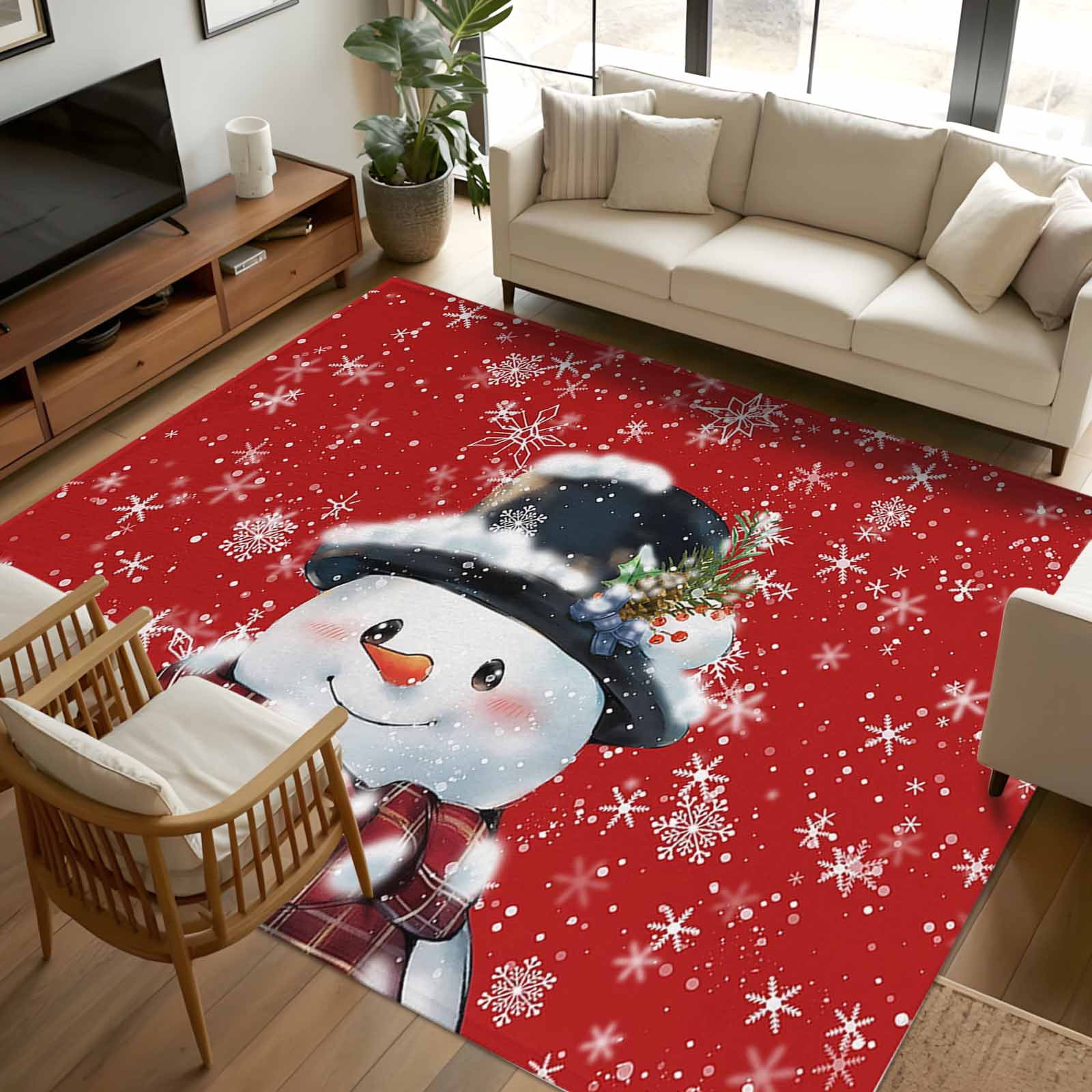 5x8Ft Area Rugs, Christmas Non-Skid Rubber Backing Large Rectangle Rugs ...