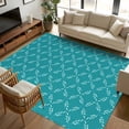 thumbnail image 1 of 5x8Ft Area Rugs Teal Morocco Non-Skid Rubber Backing Large Rectangle Rugs - Living Room Bedroom Home Office, Geometric Leaf Diamond Lattice Abstract Indoor Floor Mat Carpets Washable Rug, 1 of 9