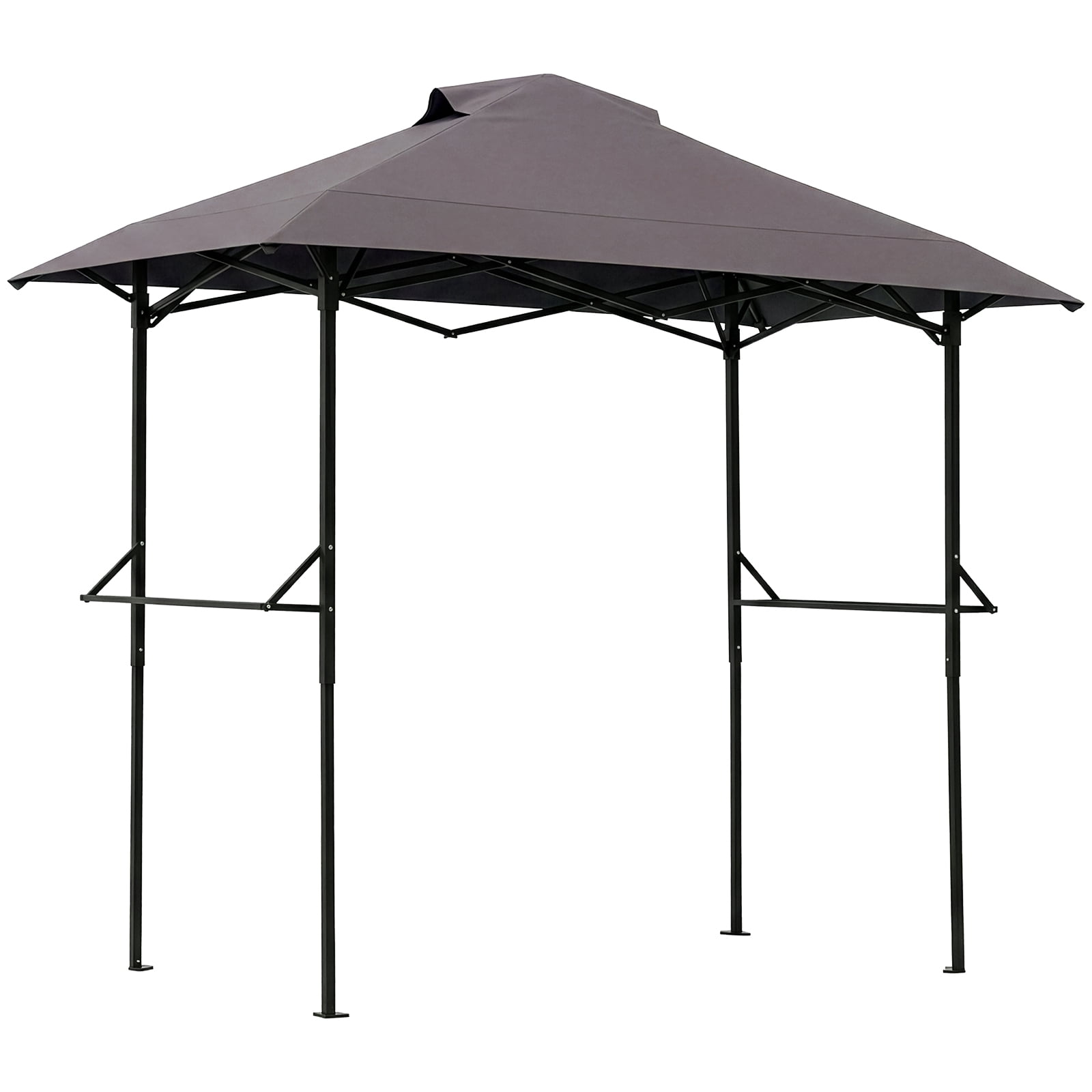 5x8Ft Grill Gazebo, Dark Gray Polyester Canopy with Air Vent, Black Powder Coated Folding Awning Frame, Dual Mesh Trays & Carry Bag