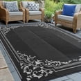 thumbnail image 1 of 5x8ft Outdoor Rug, Reversible Plastic Patio Rug Waterproof, Indoor Outdoor Carpet Clearance, Portable Small Area Carpet for Patio Deck Balcony Pool RV Camping Beach Picnic, Classic Black, 1 of 7