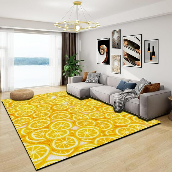 5x8ft Rugs Door Mat For Entryway, Bright Yellow Area Rugs For Living Room Bedroom, Print Indoor Carpets, Machine Washable, Soft & Non-Slip Low Pile Rugs For Entrance Dining Office