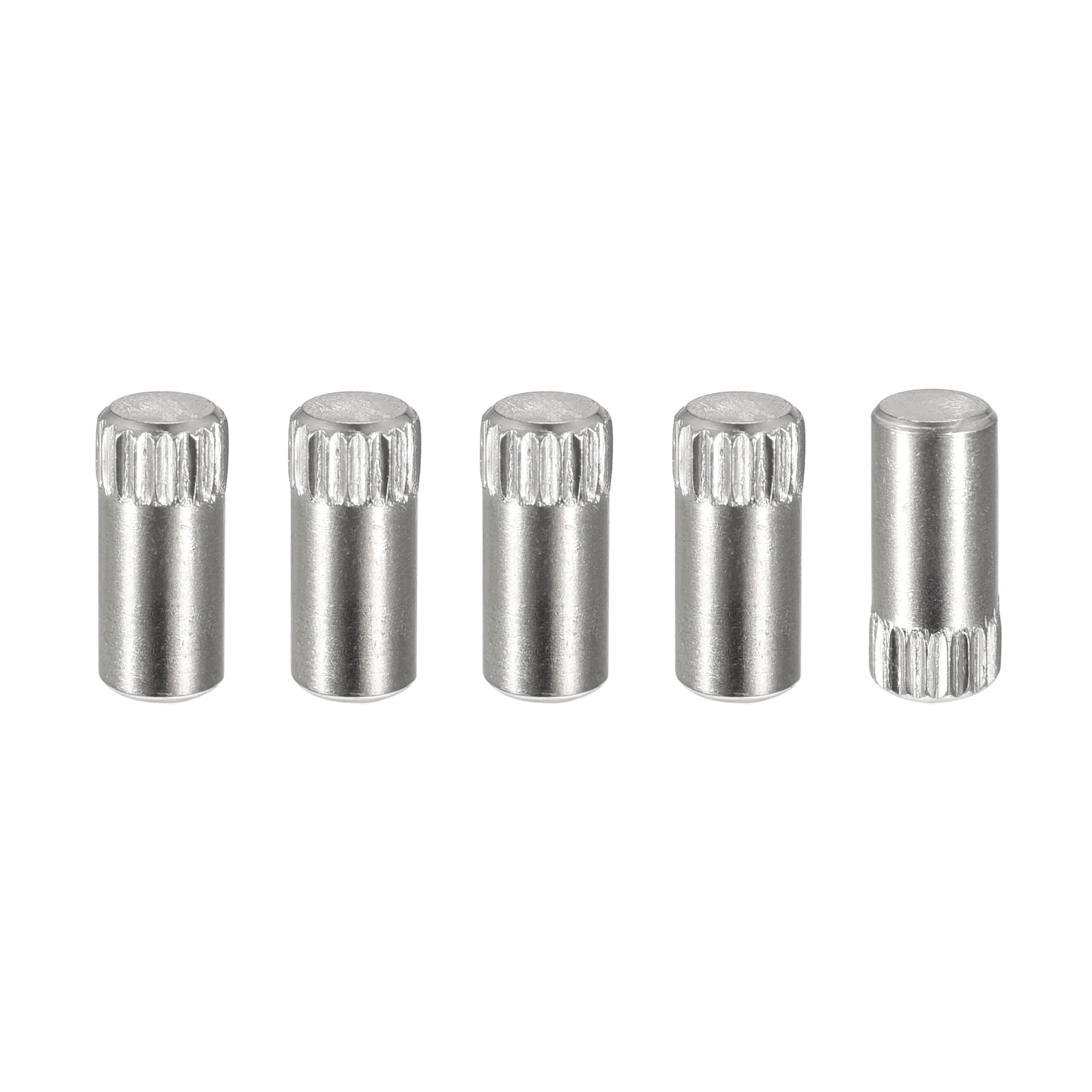5x8mm 304 Stainless Steel Dowel Pins, 5 Pack Knurled Head Flat End Dowel Pin