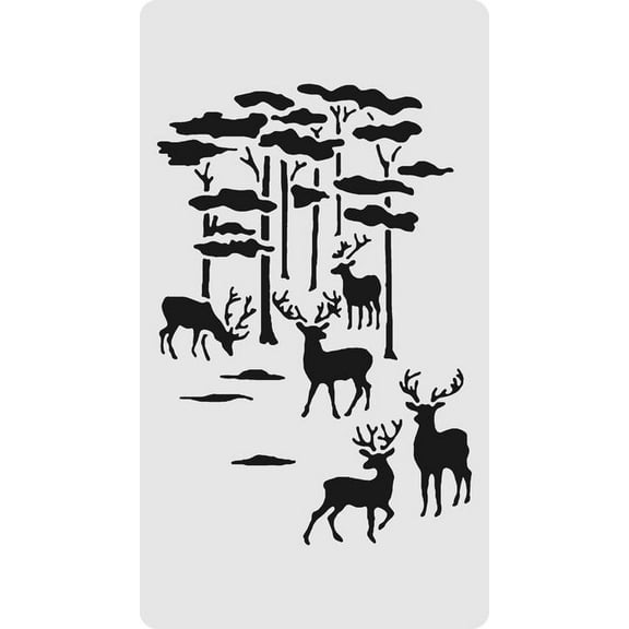 5x9 Forest Deers Stencil