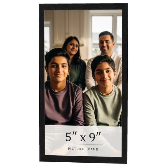 5x9 Frame Black Charcoal Grey Wood Textured Picture Frame | 0.75 Inch Moulding Width | Gunmetal
