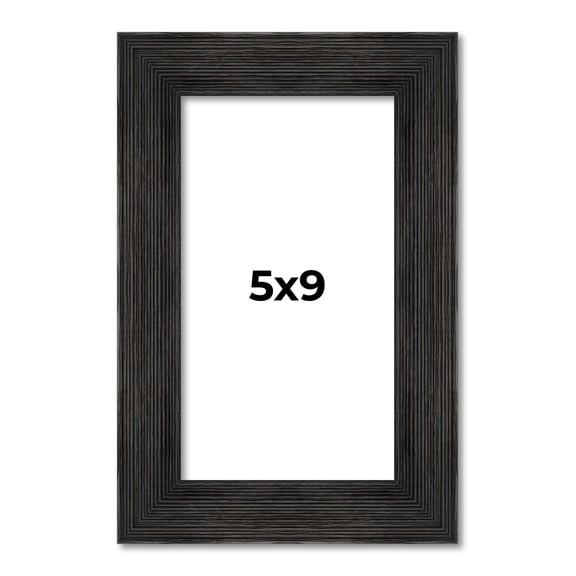 5x9 Frame Black Rustic Barnwood Solid Wood Picture Frame | 1.5 Inch Moulding Width | Includes UV