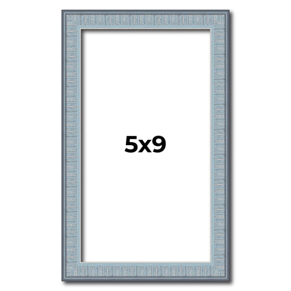 5x9 Frame Blue Scuffed Farm Board Solid Wood Picture Frame Width 0.75 Inches | Interior Depth 0.5