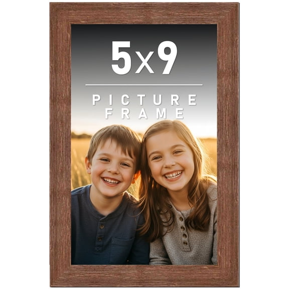 5x9 Frame Brown Distressed Barnwood Picture Frame | Complete Rustic Farmhouse Photo Frame Includes