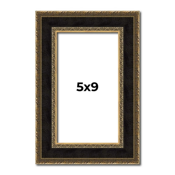 5x9 Frame Gold Antique Vintage Sold Wood Picture Frame | 1.75 Inch Moulding Width | Interior Frame