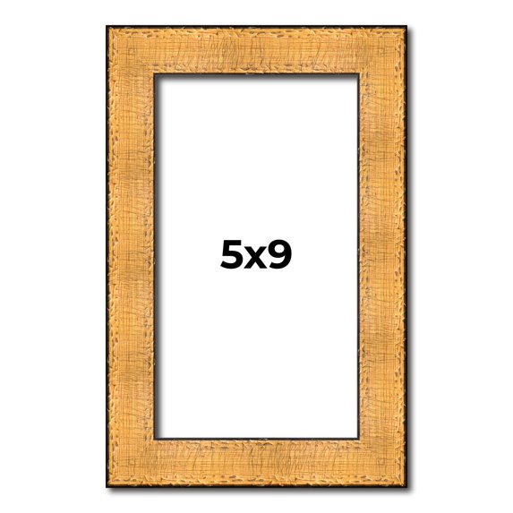 5x9 Frame Gold Rustic Solid Wood Picture Frame | 1.25 Inch Wide Moulding | Rustique Gold Collection
