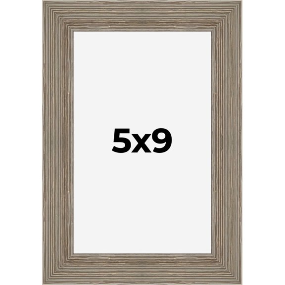 5x9 Frame Gray Barnwood Rustic Solid Wood Picture Frame | 1.5 Inch Moulding Width | Includes UV