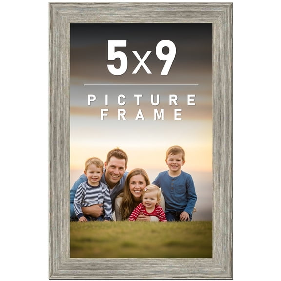 5x9 Frame Gray Barnwood Rustic Solid Wood Picture Frame | 1.5 Inch Moulding Width | Includes UV