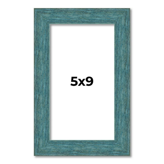 5x9 IN Frame Blue Rustic Barnwood Solid Wood Picture Frame Width 1.25 Inches | Interior Depth 0.5