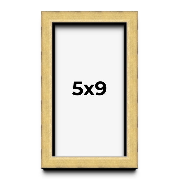 5x9 IN Shadow Box Frame Gold | 1.375 Inches Deep Real Wood Contemporary Shadowbox Display Frame |