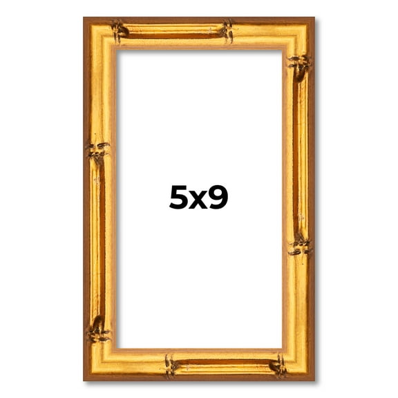 5x9 In Frame Gold Bamboo Picture Frame - Complete Modern Photo Frame Includes UV Acrylic Shatter