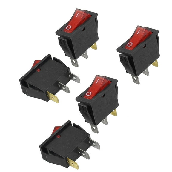 5xNeon Light SPST ON/OFF Snap in Rocker Switch 15A 250V