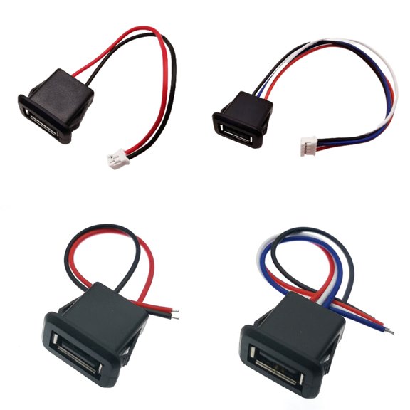 5xUSB Female-Plug 2pin Bare Wire USB2.0 Charging Port of-Precision Instrument USB Equipment Installed DIY Replace Repair