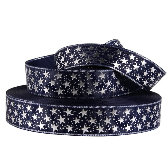 5yards 1" 25mm Sliver Foil Crown Stars Starfish Grosgrain Ribbon Tape 5 Yards DIY Party Decoration Material