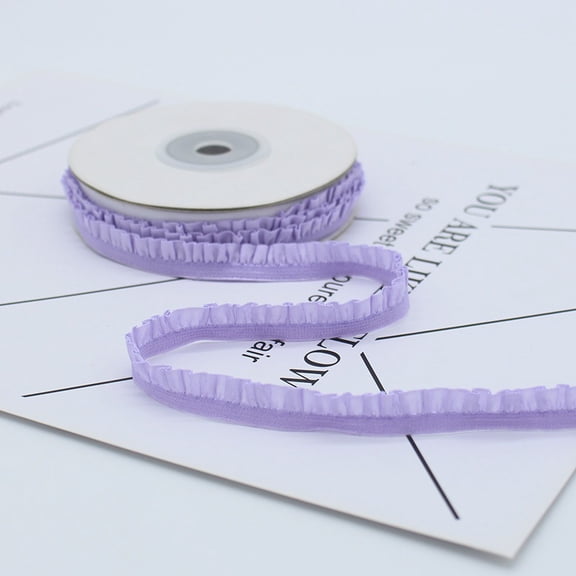 5yards 1cm Pleated Stretch Lace Trim Ribbon Ruffled Elastic Band Headdress Gift Box Bow Decorative DIY Craft Supplies