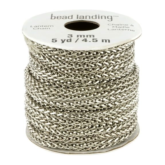 5yd. Rhodium Lantern Chain by Bead Landing