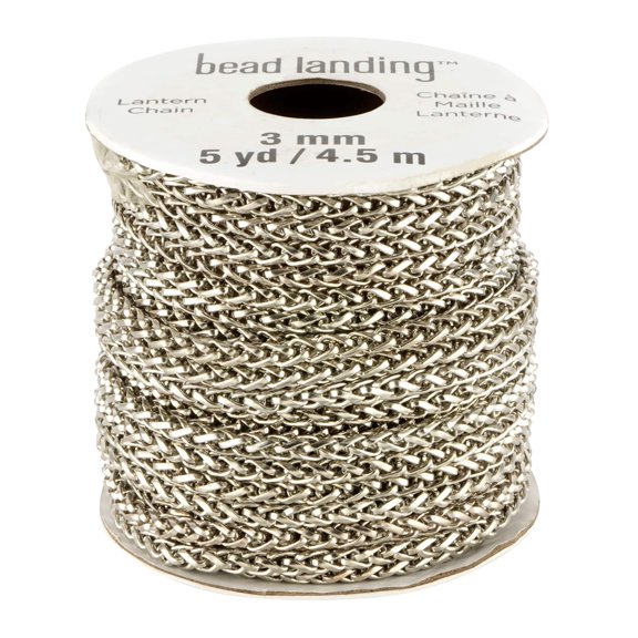 5yd. Rhodium Lantern Chain by Bead Landing