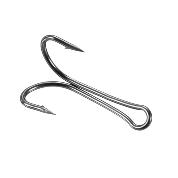 6# 0.79" Carbon Steel Double Fish Hooks Barbed Frog Hook, Black 20 Pack