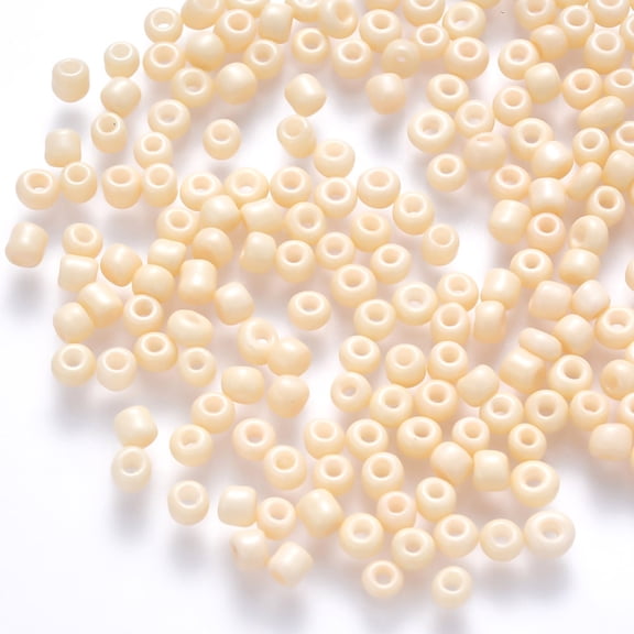 6/0 Baking Paint Glass Round Beads Lemon Chiffon 4~5x3~4mm Hole: 1~2mm about 4500pcs/pound