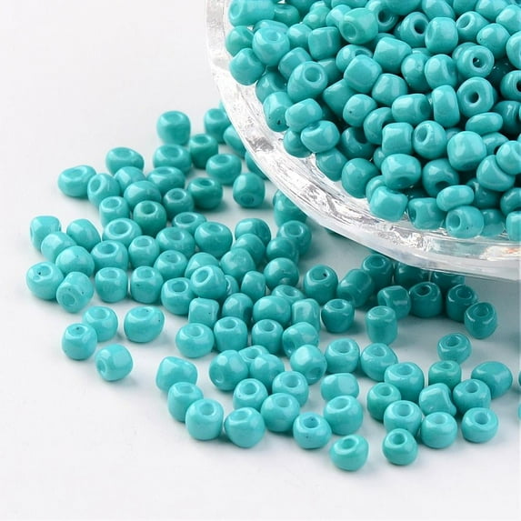 6/0 Baking Paint Glass Seed Beads Dark Turquoise 4~5x3~4mm Hole: 1~2mm about 427pcs/50g