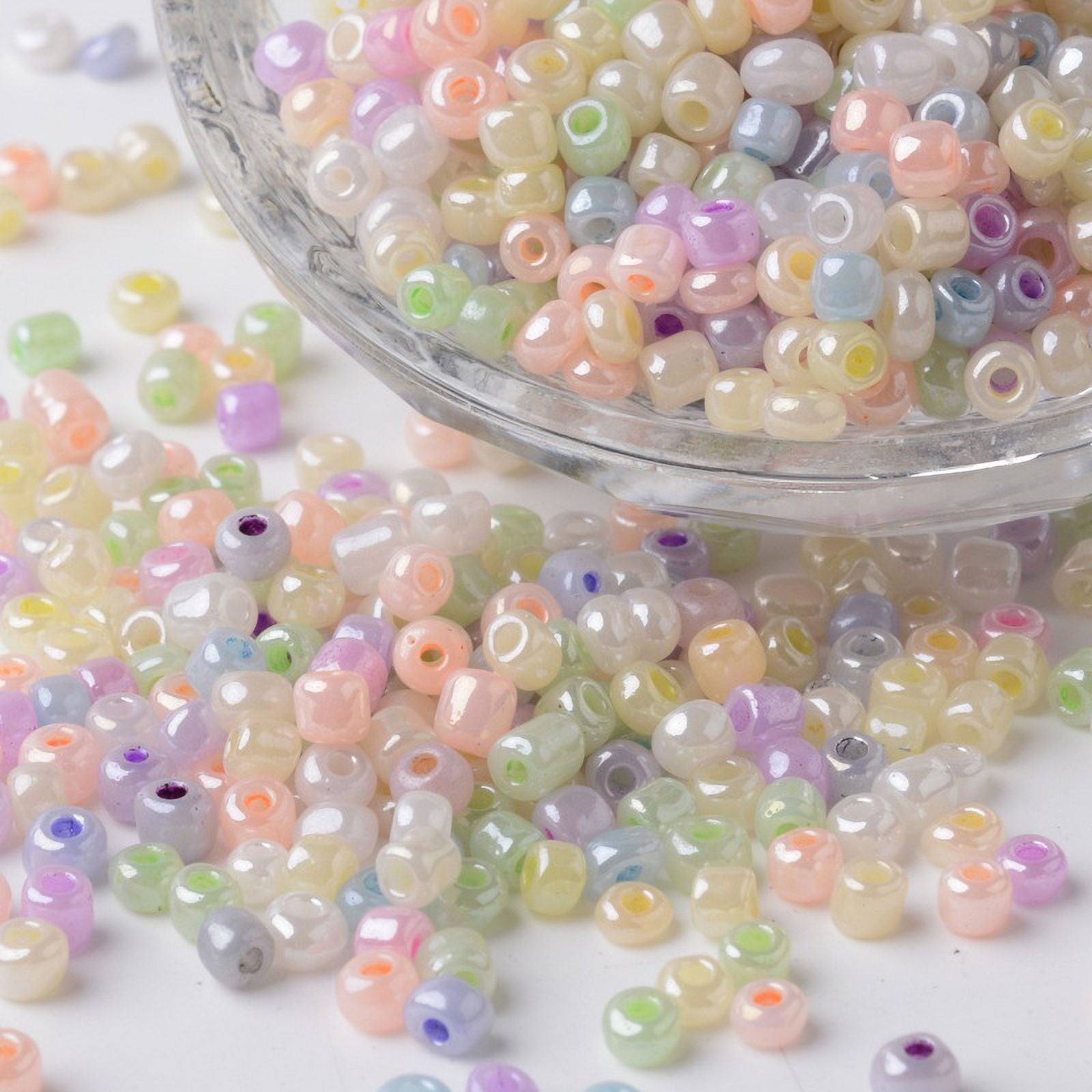 6/0 Ceylon Pearl Luster Plated Round Glass Seed Beads Mixed Color 3x4mm Hole: 1mm about 6500pcs/450g DIY