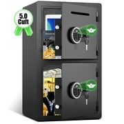 5.0 Cu ft Extra Large Home Safe Box Fireproof Waterproof, Digital Home Security Safe Box with Deposit Slot & Key Hook, Soft Lining Money Safe with Backlit Keypad & Dual Alarm for Home Office