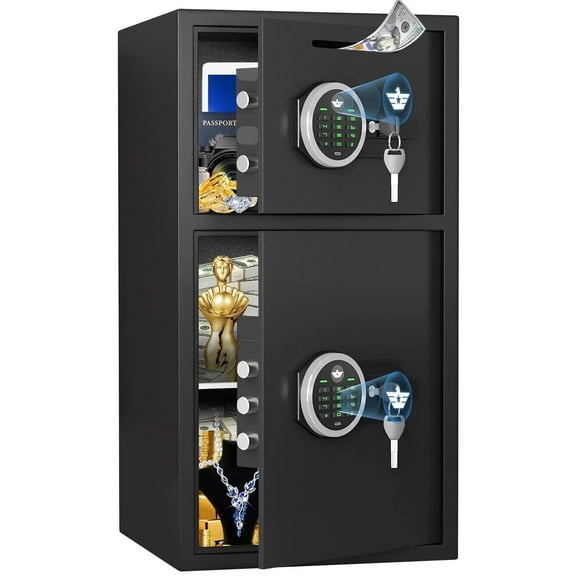 6.0 Cu ft Extra Large Home Safe Box Fireproof Waterproof, Digital Home Security Safe Box with Deposit Slot & Metal Storage Box, Soft Lining Money Safe with Backlit Keypad & Dual Alarm for Home Office